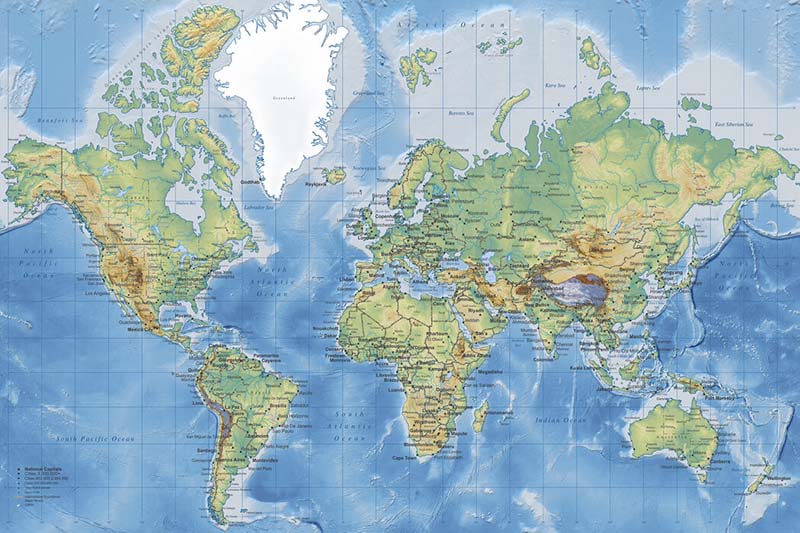 Tranh dán tường bản đồ thế giới màu tím đậm nước Nga U0045