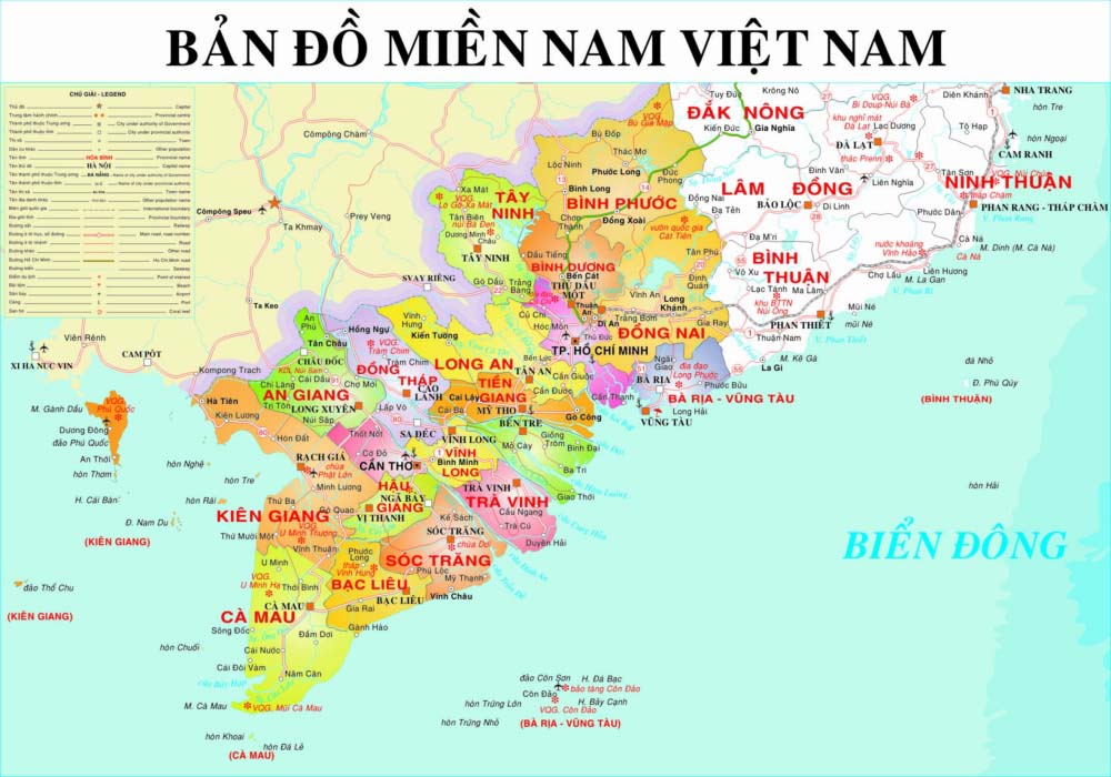 Bản đồ miền Nam Việt Nam 2