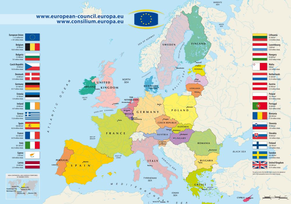 Bản đồ các nước Châu Âu Trên thế giới